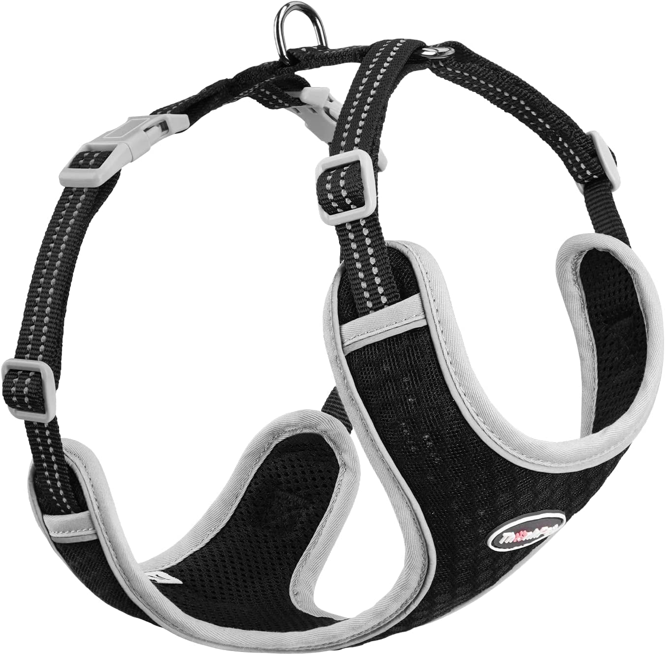 Reflective Breathable Soft Air Mesh No Pull Puppy Choke Free over Head Vest Ventilation Harness for Puppy Small Medium Dogs and Cats (Black,S)