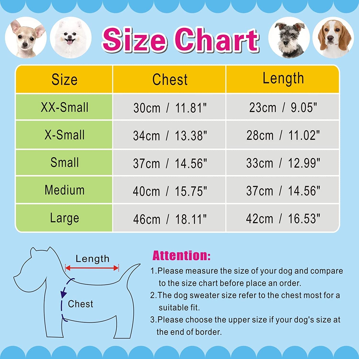Pet Dog Sweaters Classic Knitwear Turtleneck Winter Warm Puppy Clothing Cute Strawberry and Heart Doggie Sweater (Sky Blue, Large)