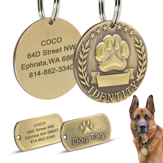 Customized Pet Dog ID Tag Free Engraving Dogs Cats Nameplate Pet Dog Collar Accessories Stainless Steel Pet Name Pendant