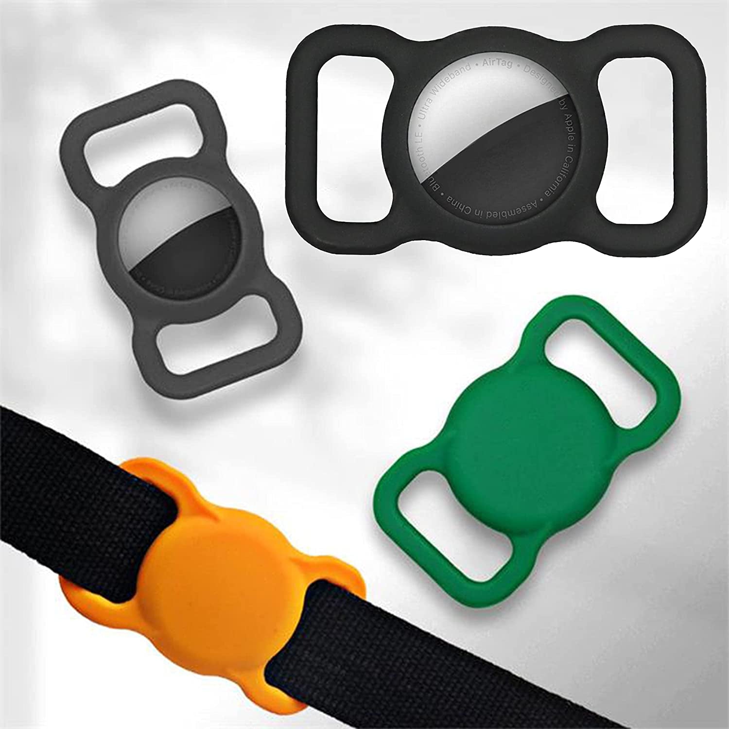 Dog Collar Holder Perfect for Apple Airtag 2 Pack - Protective Case and Airtag Holder for Pets, Backpacks - Air Tag Case (Yellow & Lime)
