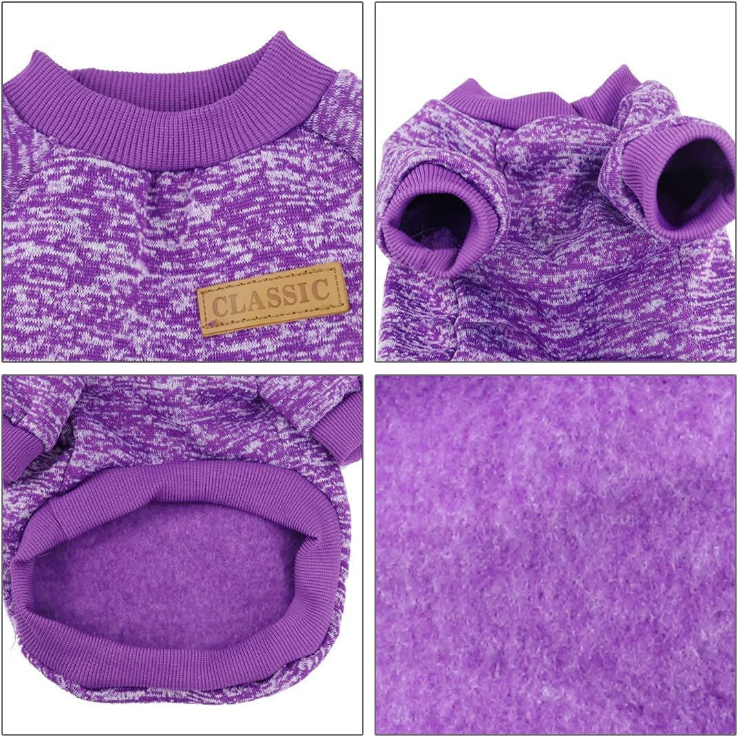 Pet Dog Classic Knitwear Sweater,Soft Fleece Coat for Small,Medium,Large Dog,Warm Pet Dog Cat Clothes,Soft Puppy Customes 2 Color (M, Purple)