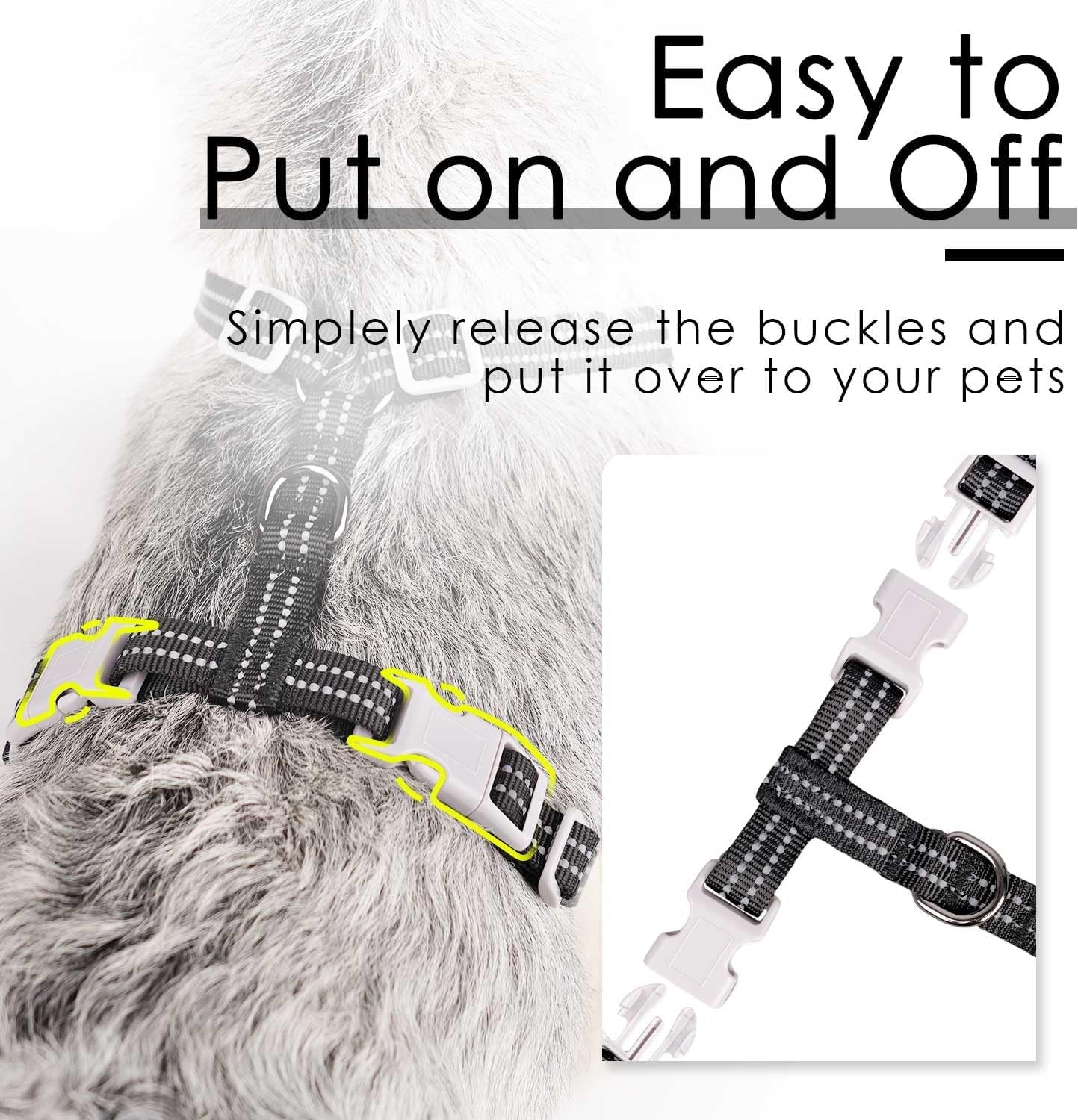 Reflective Breathable Soft Air Mesh No Pull Puppy Choke Free over Head Vest Ventilation Harness for Puppy Small Medium Dogs and Cats (Black,S)