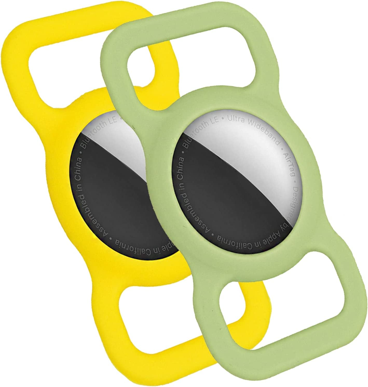 Dog Collar Holder Perfect for Apple Airtag 2 Pack - Protective Case and Airtag Holder for Pets, Backpacks - Air Tag Case (Yellow & Lime)