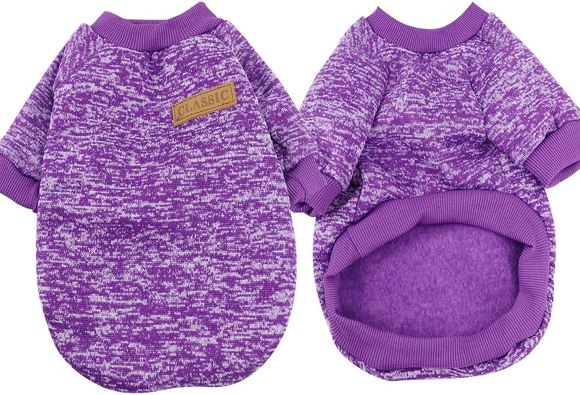 Pet Dog Classic Knitwear Sweater,Soft Fleece Coat for Small,Medium,Large Dog,Warm Pet Dog Cat Clothes,Soft Puppy Customes 2 Color (M, Purple)